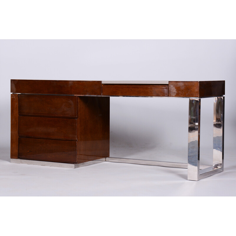 Mid-century walnut writing desk, Czechia 1960s