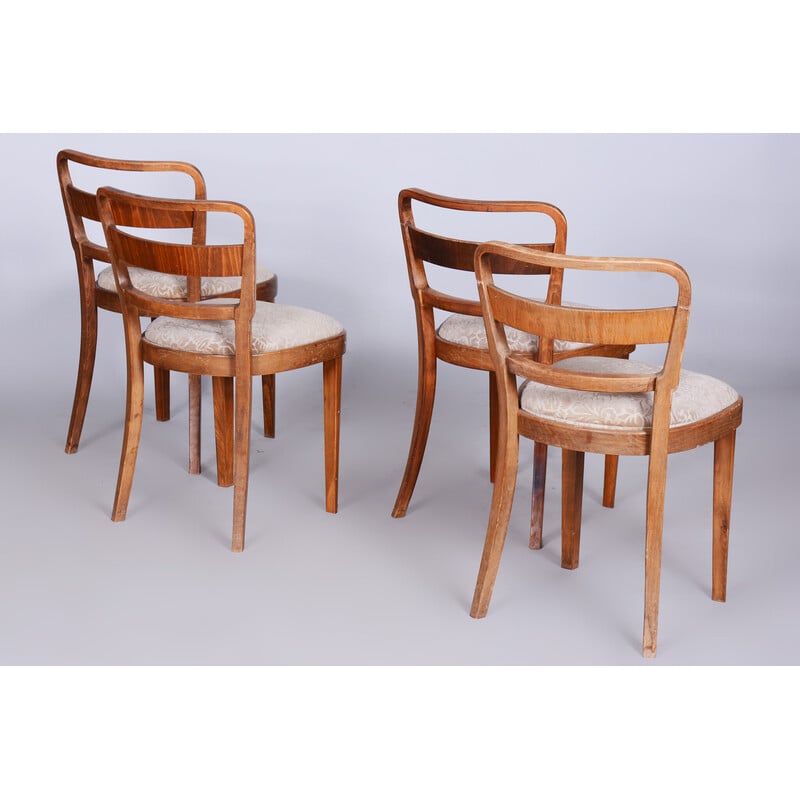 Set of 4 vintage Art Deco chairs in beechwood and walnut by Thonet, Czechia 1930s