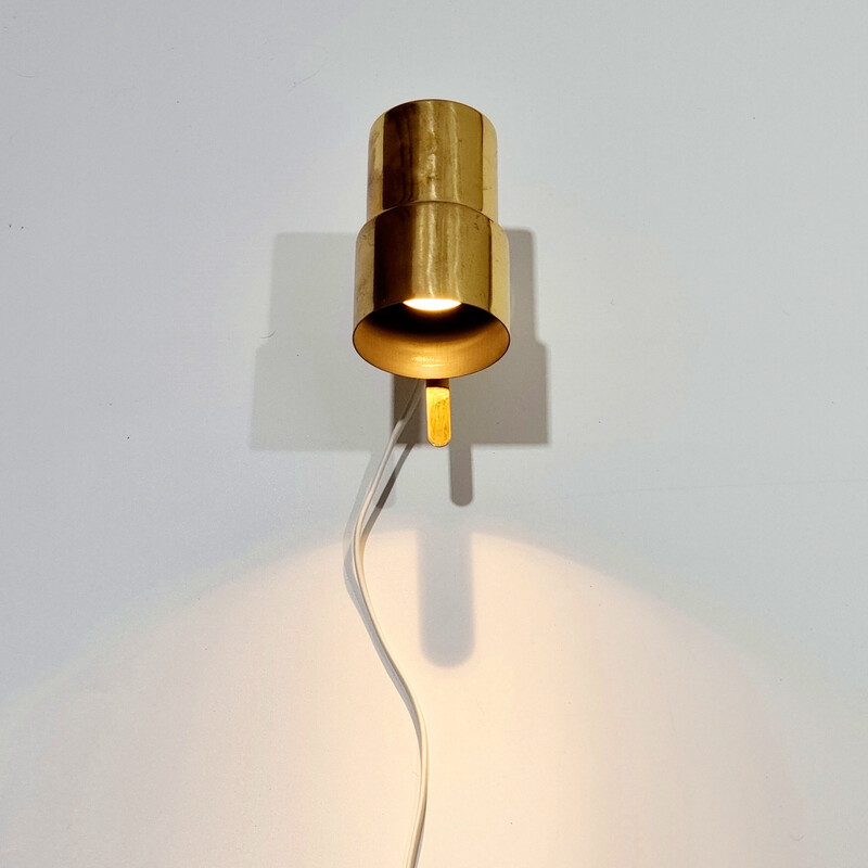 Pair of vintage Scandinavian brass wall lamps model V-324 by Hans Agne Jakobsson, Sweden 1960s