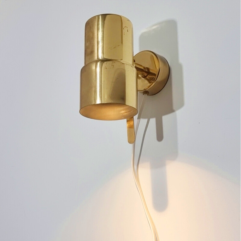 Pair of vintage Scandinavian brass wall lamps model V-324 by Hans Agne Jakobsson, Sweden 1960s