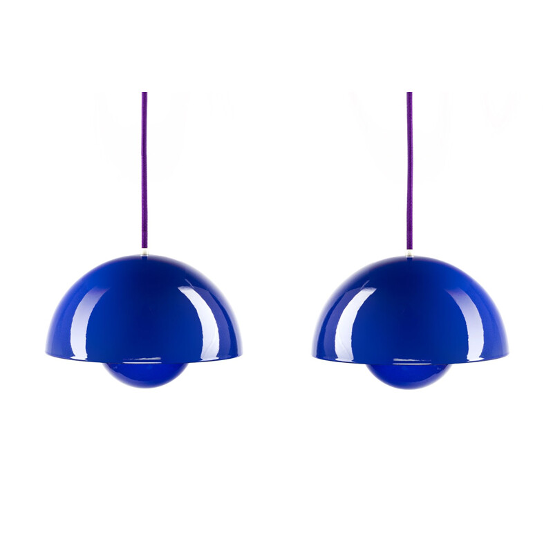 Pair of Flowerpot pendant lamps by Verner Panton for Louis Poulsen - 1960s