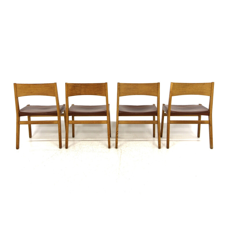 Conjunto de 4 cadeiras de couro vintage por John Vedel-Rieper para Erhard Rasmussen, Dinamarca 1960