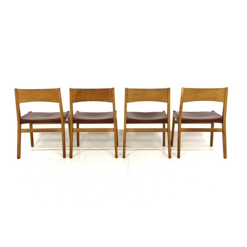 Lot de 4 chaises vintage en cuir par John Vedel-Rieper pour Erhard Rasmussen, Danemark 1960