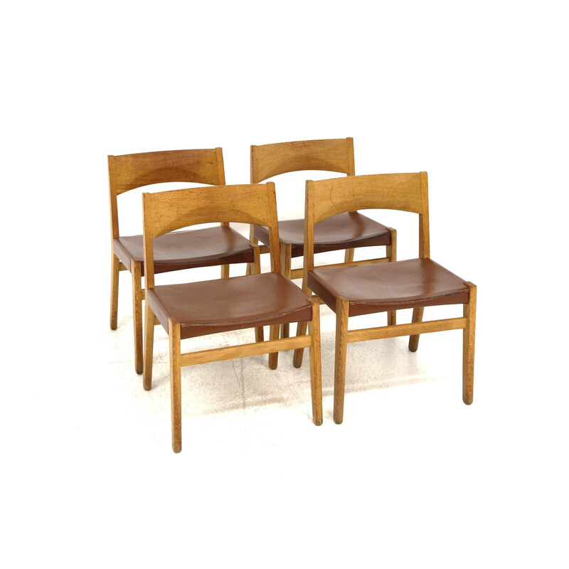 Conjunto de 4 cadeiras de couro vintage por John Vedel-Rieper para Erhard Rasmussen, Dinamarca 1960
