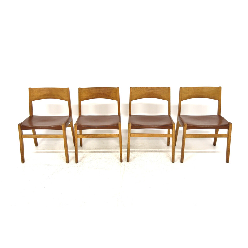 Set of 4 vintage leather chairs by John Vedel-Rieper for Erhard Rasmussen, Denmark 1960