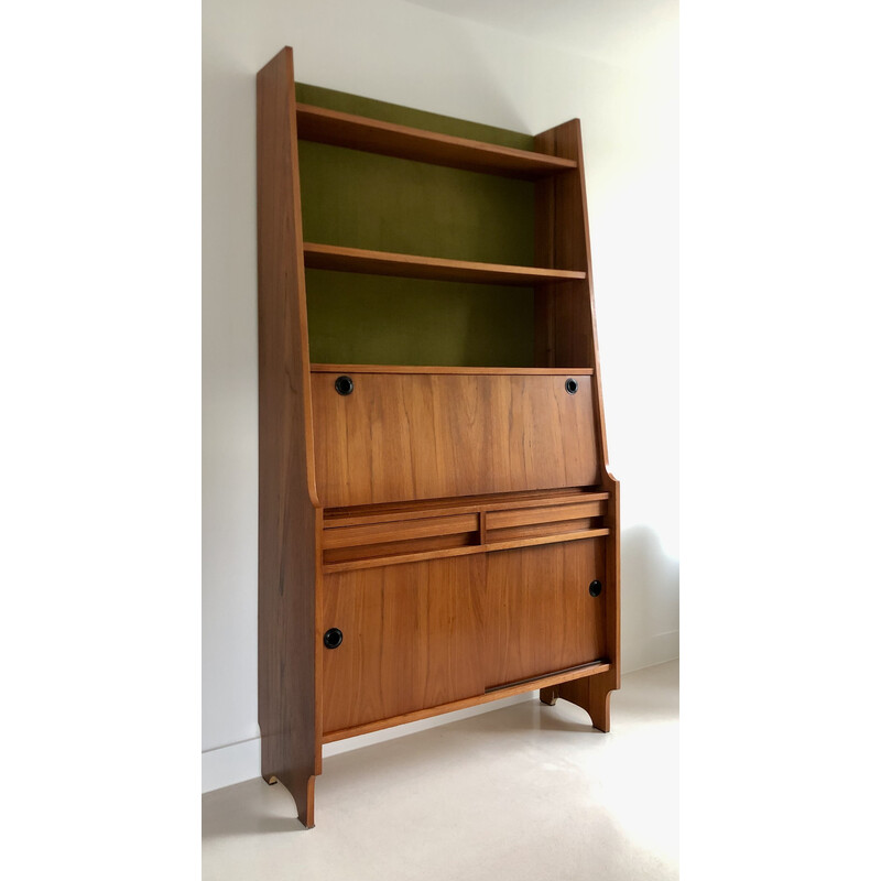 Vintage secretary in veneered wood, Italy 1960