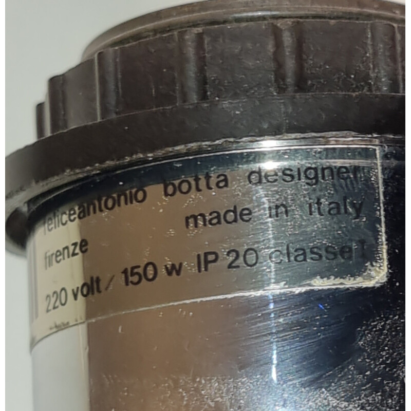 Vintage Zylinderlampe aus rauchfarbenem Plexiglas und Chrom von Felice Antonio Botta, 1980