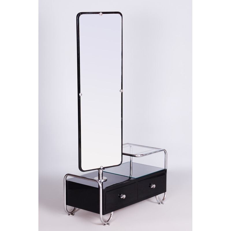 Vintage black Art Deco dressing table by Vichr a Spol, 1930s