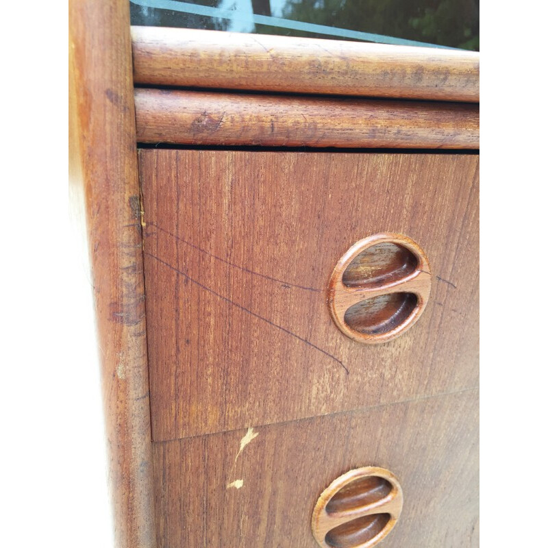 Danish glazed teak desk - 1960s