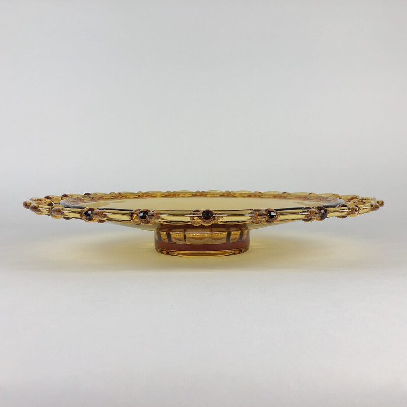 Vintage amber glass bowl by Rudolf Schrotter for Rudolfova Hut Glassworks, Czechoslovakia 1940s