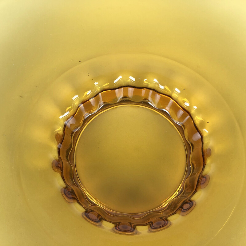 Bol vintage en verre ambré par Rudolf Schrotter pour Rudolfova Hut Glassworks, Tchécoslovaquie 1940
