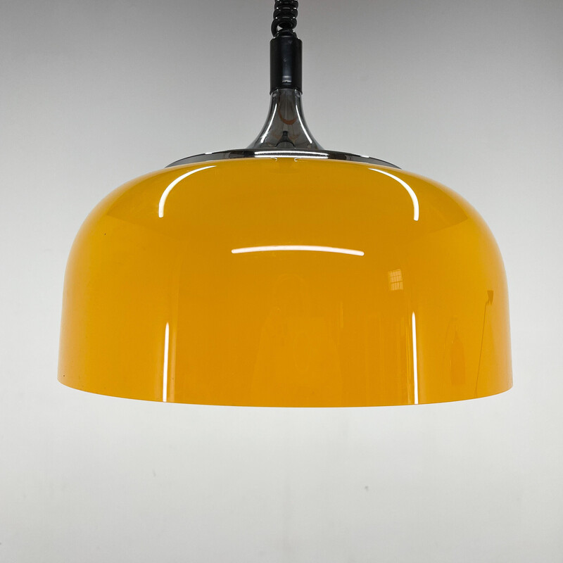 Mid century yellow pendant lamp by Harvey Guzzini for Meblo, Italy 1970s