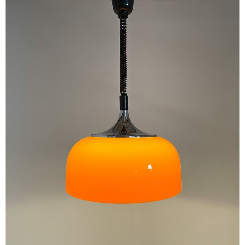 Mid century yellow pendant lamp by Harvey Guzzini for Meblo, Italy 1970s