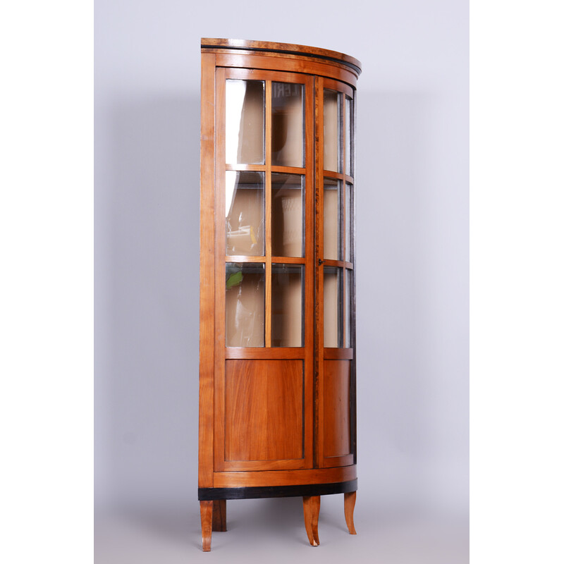 Vintage Biedermeier cherry-tree corner display cabinet, Czechia 1840s