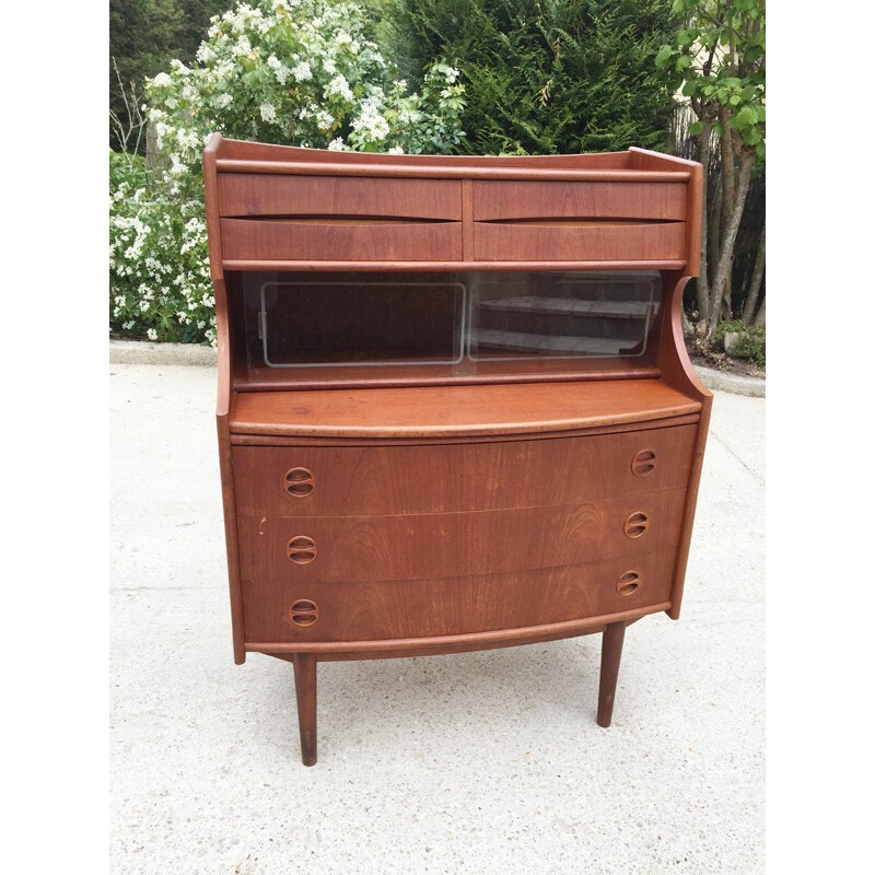 Danish glazed teak desk - 1960s