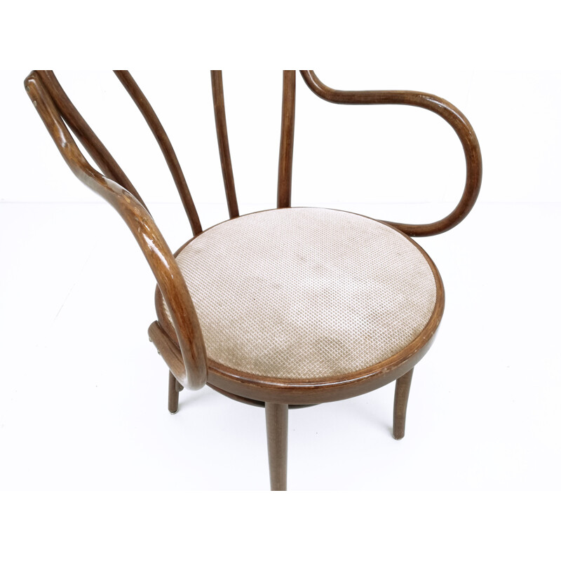 Chair in beech and fabric produced by Thonet - 1940s