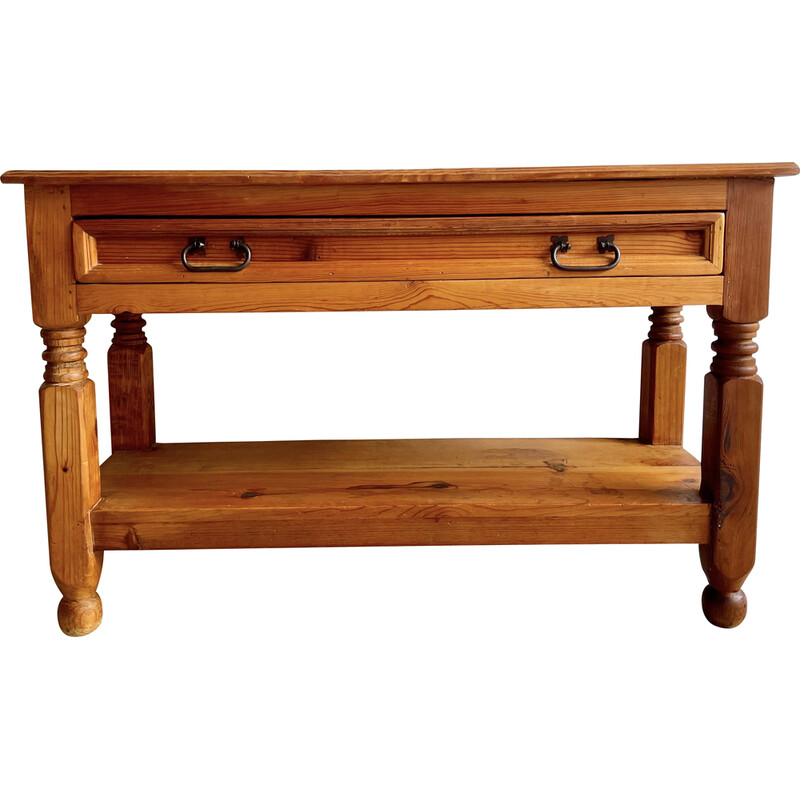 Vintage farmhouse console table with drawer