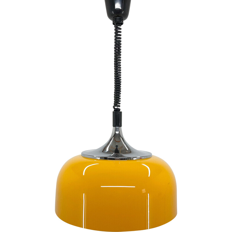 Mid century yellow pendant lamp by Harvey Guzzini for Meblo, Italy 1970s