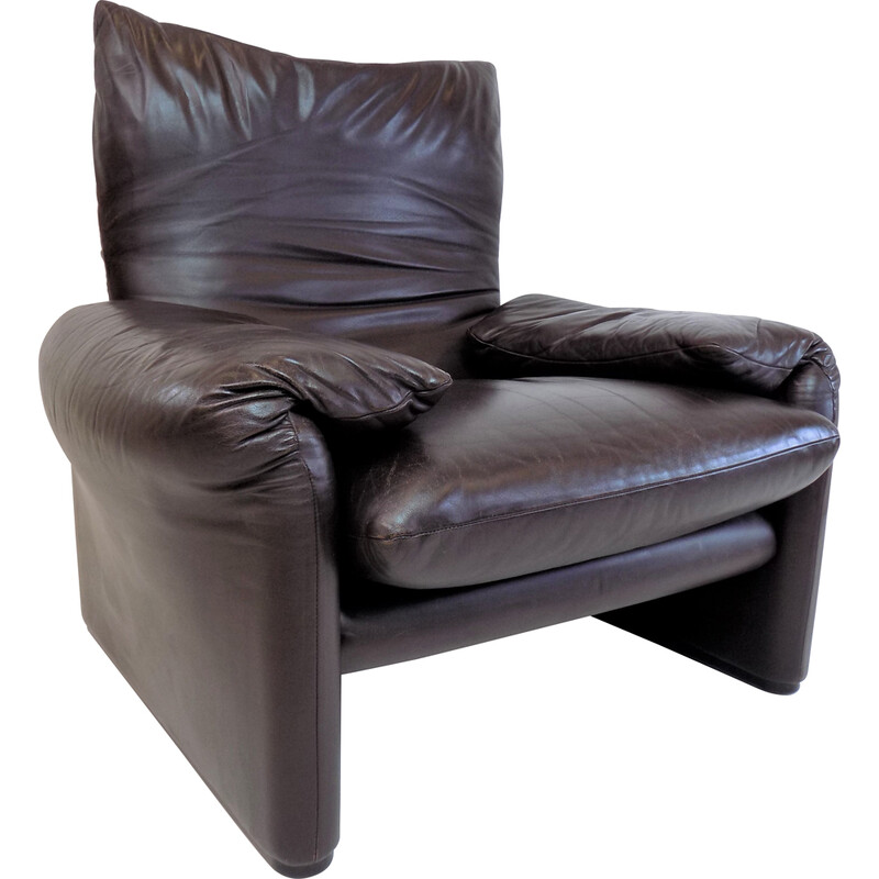 fauteuil vintage Maralunga - cuir brun