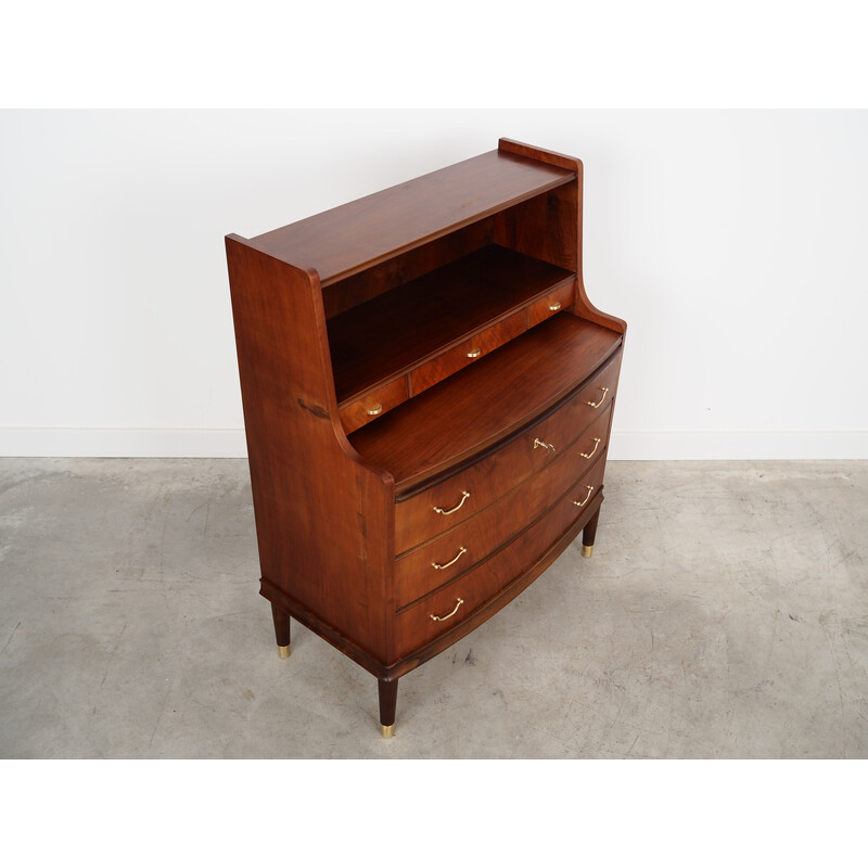 Vintage notenhouten secretaire, 1970