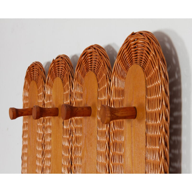 Vintage rattan coat rack by Uluv, Czech Republic 1960