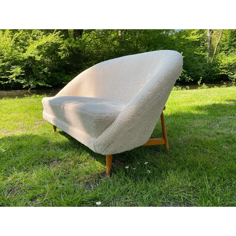 Canapé vintage en laine bouclé par Theo Ruth pour Artifort, 1950