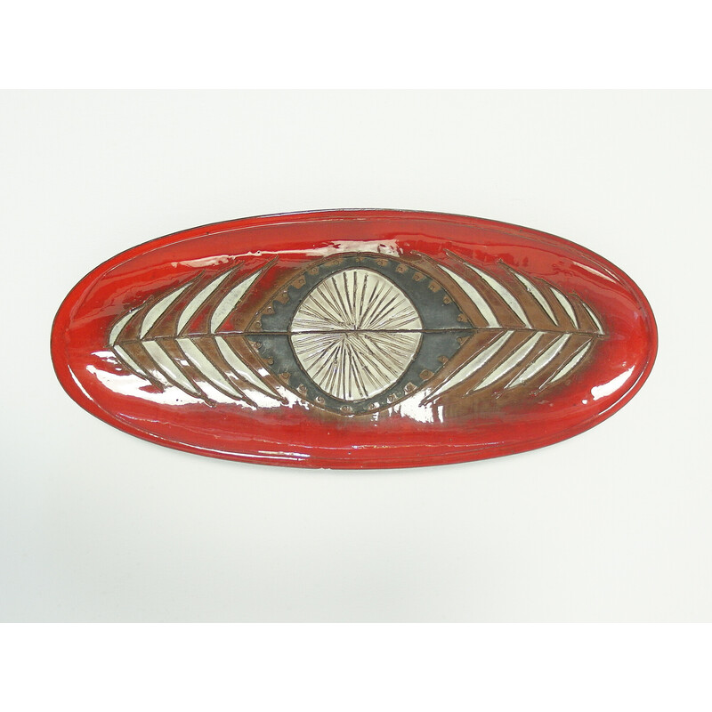 Vintage ceramic plate by Oswald Tieberghien, 1960s