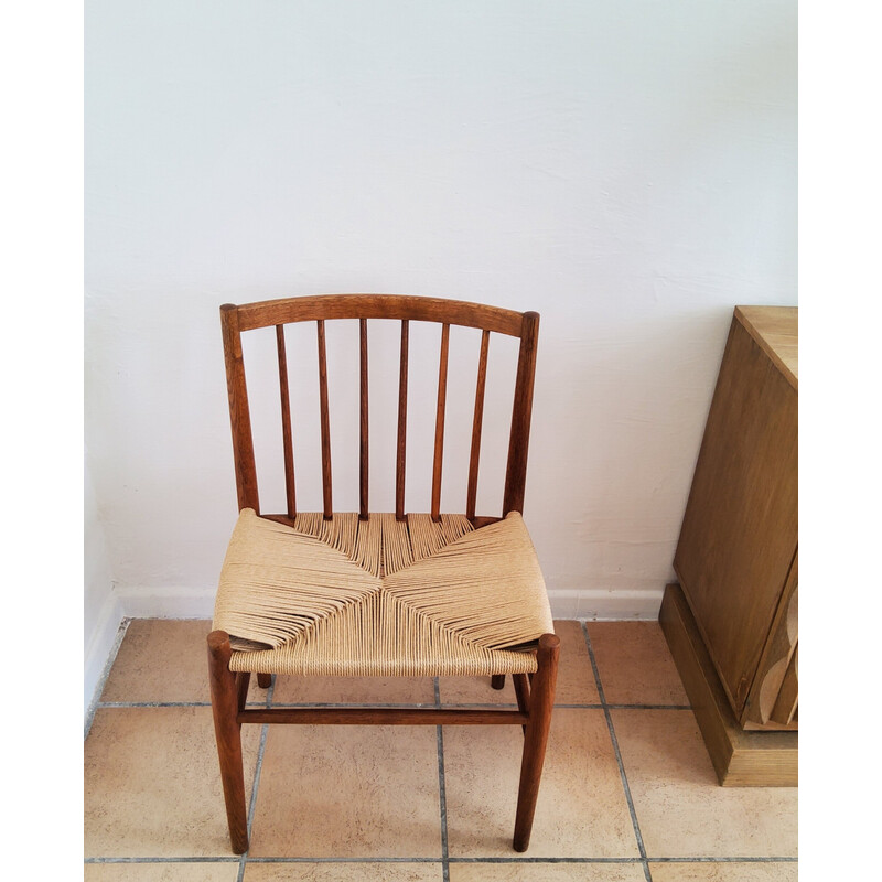 Vintage scandinavian chair "J80" in oak by Jørgen Bækmark for Fdb, Denmark 1960