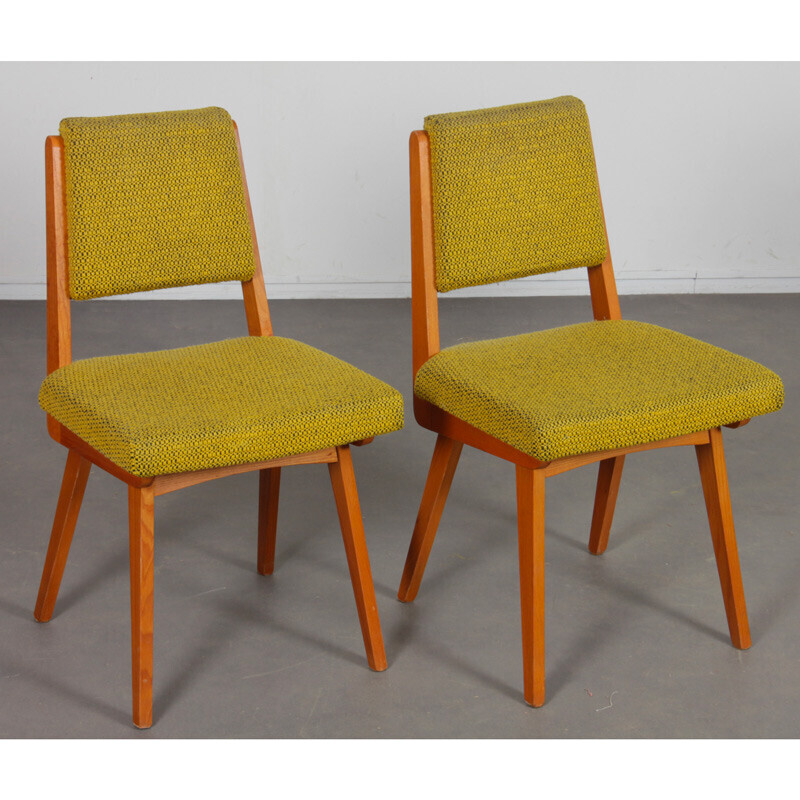 Paar vintage houten stoelen, 1970