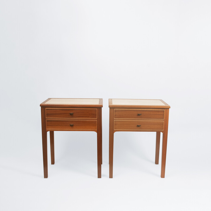 Pair of vintage night stands with two drawers, Denmark 1940s