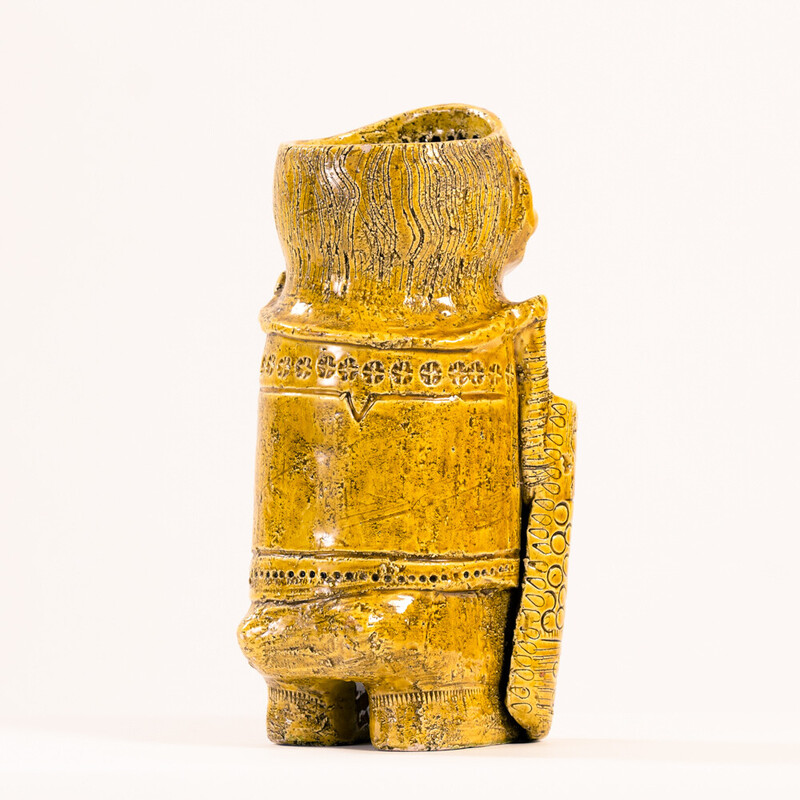 Vintage Bitossi vase with sculpture warrior figurine