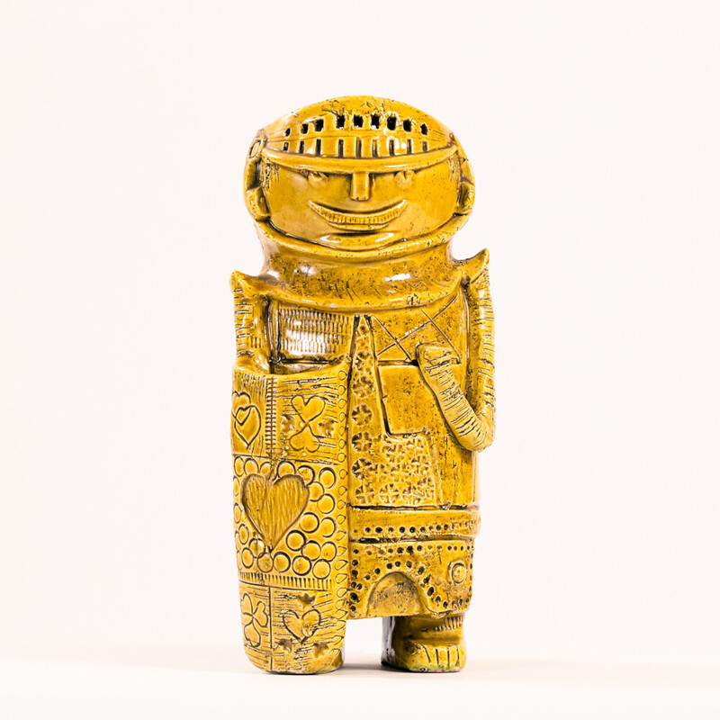 Vintage Bitossi vase with sculpture warrior figurine