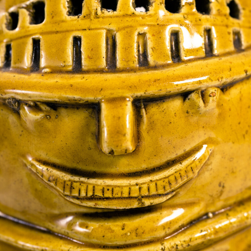 Vase Bitossi vintage avec sculpture figurine de guerrier