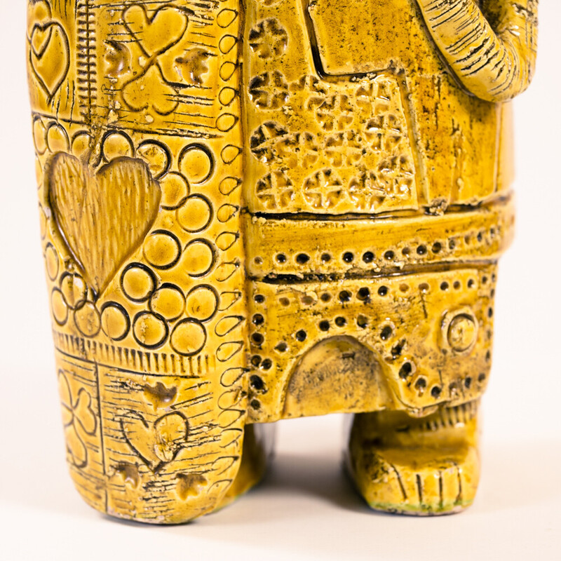 Vase Bitossi vintage avec sculpture figurine de guerrier