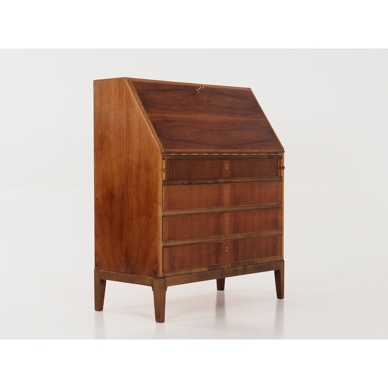 Vintage notenhouten secretaire, 1970