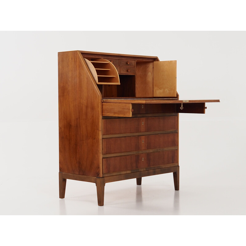 Vintage notenhouten secretaire, 1970