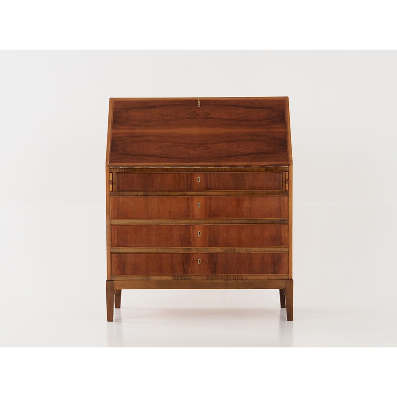 Vintage walnut secretary, 1970s