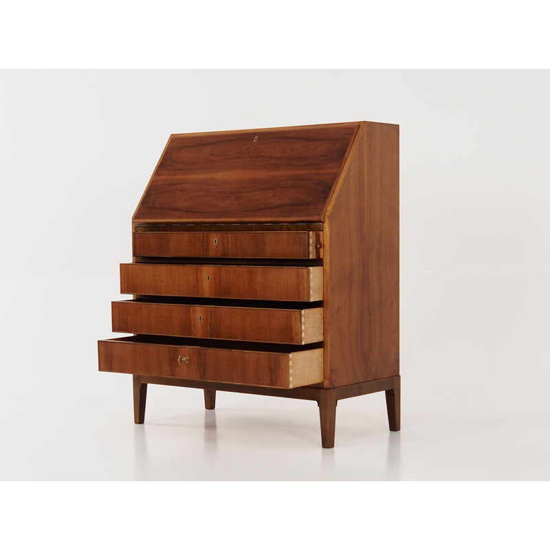 Vintage notenhouten secretaire, 1970