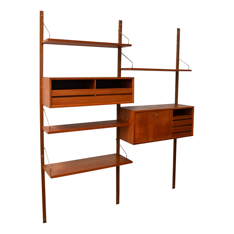 Sistema Vintage Danish teak wall-unit por Poul Cadovius para o Cado