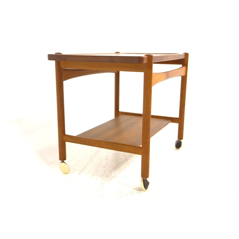 "Jean" vintage serving table on wheels by Poul Volther, Sweden 1960