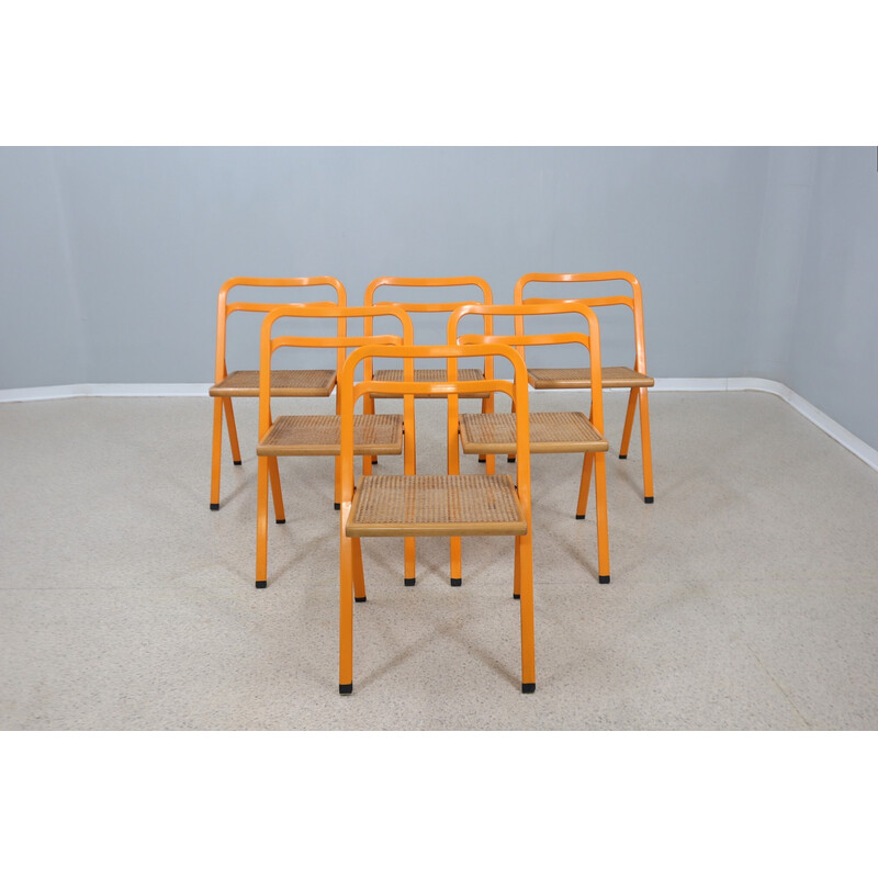 Ensemble de 6 chaises pliantes vintage par Cidue, 1980