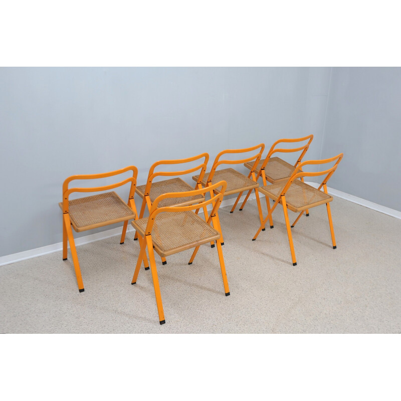 Ensemble de 6 chaises pliantes vintage par Cidue, 1980