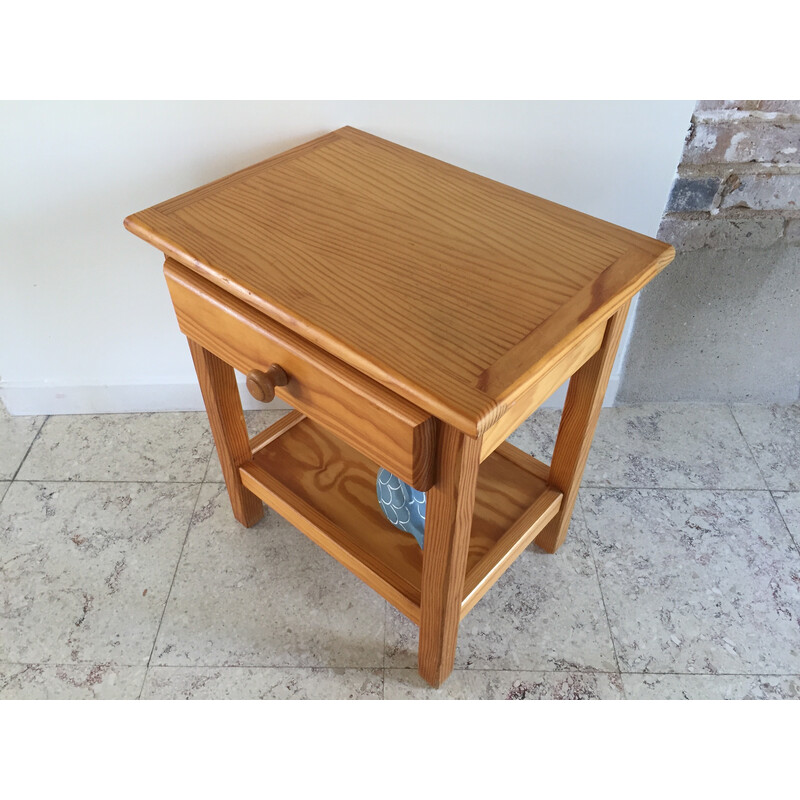 Vintage solid pine night stand, 1980-1990
