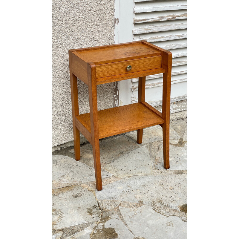 Vintage geometric night stand in oakwood veneer