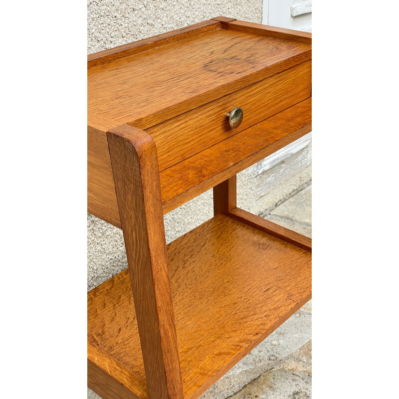 Vintage geometric night stand in oakwood veneer