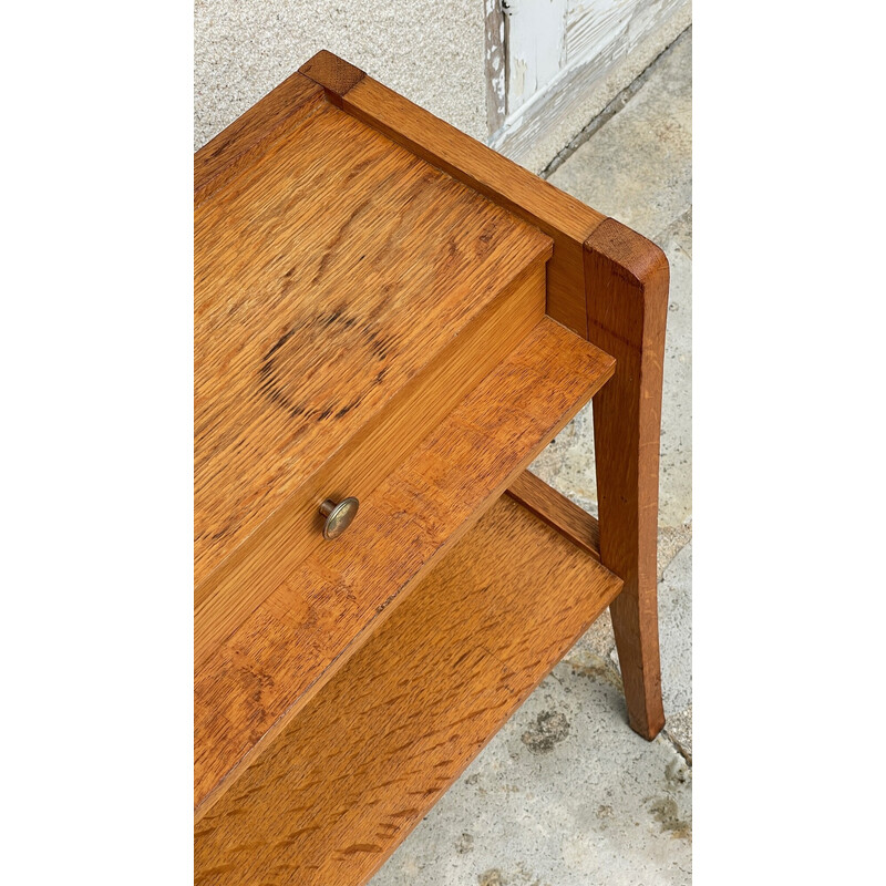 Geometrischer Vintage-Nachttisch aus Eichenfurnier