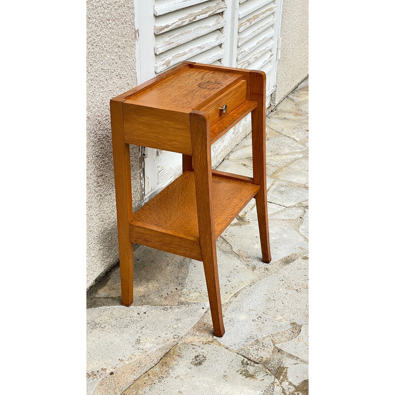 Vintage geometric night stand in oakwood veneer