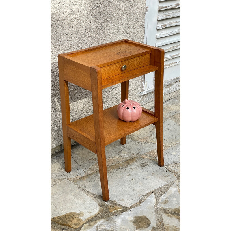 Vintage geometric night stand in oakwood veneer