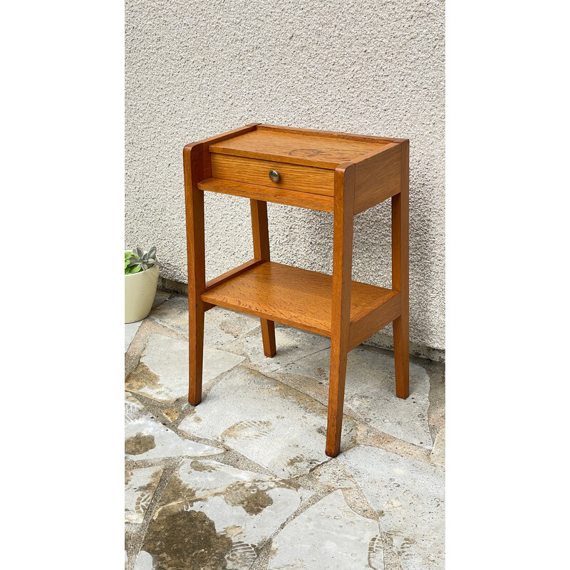 Vintage geometric night stand in oakwood veneer