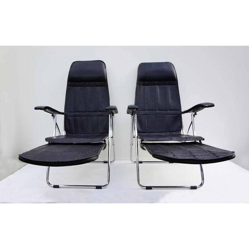 Pair of Italian Folding and Reclining garden chairs from Maule - 1970s 